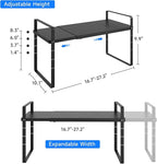 Expandable Cabinet Shelf Organizer, Stackable Kitchen Pantry Counter Storage, Adjustable Closet Cupboard Stand Rack Risers Spice Organization, 80LBS Heavy Duty, Black 3 Pack