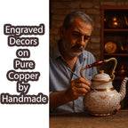 Vintage Copper Turkish TeaPot Tea Kettle Pot for Stovetop Stove Top Infuser Decorative Fancy Arabic Moroccan Party Serving Kitchen Antique Handmade White Floral Unique Style Gooseneck Gift