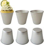 6 PCS Tart Pan Set, Aluminum Popover Pans, Individual Yorkshire Pudding Cup Molds, Deep Round Dish for Egg Tart, Muffin, Cupcake (3.58x 2.28x 3.15 Inch)