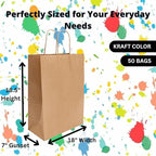 ASSUREPAK DIY Paper Bags - 50 Bags - Kraft Color - 18"x7"x18.5" - 74 LB (110 GSM strong) - Twisted Handle Recyclable Bags for Kids Drawing, Decorating and Creative Projects
