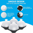 HONYAO Silicone Whiskey Ice Ball Mold - 2.4 Inch Large Ice Cube Trays Molds Silicone with Lids - Ice Sphere Maker for Cocktails, Bourbon, Rum - 2 x 4 Iceballs