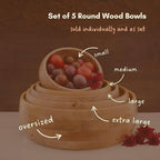 Large Salad Bowl, 15" Wide, Big Serving Dish for Pasta, Cut Fruit, Party, Catering, Wedding, Restaurant, Kitchen Countertop Fruit Bowl, Farmhouse Style, Mango Wood