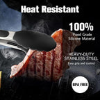 Kitchen Tongs 2 Pcs Tongs for Cooking Black Silicone Tongs 7 Inch 9 Inch Stainless Steel Locking Food Tongs with Silicone Tips Heat Resistant Serving Tong for BBQ Food Grilling Salad Kitchen Utensils