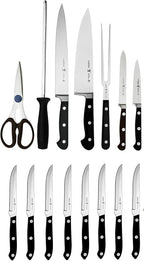 HENCKELS Classic Razor-Sharp 16-Piece Knife Block Set, Chef Knife, Bread Knife, German Engineered Informed by 100+ Years of Mastery