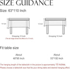 ISAENNE Designer Off White Linen Extra Long Rectangle Tablecloth,Floral Elegant Table Cloth,Stain Resistant Vintage Decor Tablecloths for Dining Thanksgiving Kitchen Party,63"*110"-Serenity G