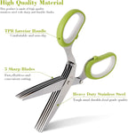 Styleonme Scissors Herb, Sharp Heavy Scissors for Cutting, Chopping and Cooking Fresh Garden Herbs, 5 Stainless Steel Blades and Covers, Vanilla Cutter Chopper Kitchen Gadgets