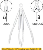 Silicone Kitchen Tongs 9-Inch Stainless Steel Basics Tongs with Non-Stick Silicone Tips, Set of 3 (White)