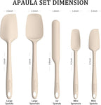 Coukre Silicone Spatula Set of 5,High Heat Resistant, Food Grade Silicone, Upgraded Extended Reinforced Handle,Dishwasher Safe, for Baking, Cooking (Pure Beige, Solid color)