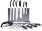 Schmidt Brothers -Heritage 12-Piece Kitchen Knife Set, High-Carbon German Stainless Steel Cutlery, Clear Acrylic Magnetic Knife Block
