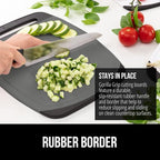 GORILLA GRIP BPA-Free Reversible Kitchen Cutting Board Set of 3, US Designed, Nonporous, Juice Grooves Catch Liquid, Slip Resistant Border, Dishwasher Safe, Durable Food Chopping Boards, Black Gray