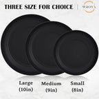 Wrova Wheat Straw Plates - 9 Inch Unbreakable Dinner Plates Set of 8 - Dishwasher & Microwave Safe Plastic Plates Reusable - Lightweight Plate for kitchen,camping (pure black)