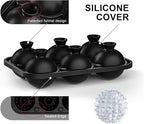 Samuelwrold 3D Ice Ball Mold - Silicone Sphere Ice Tray for Cocktails, Whiskey, Unique Design Silicone Ice Tray for Perfectly Round Ice Balls, Stylish Round Ice for Home Bar and Party (Black)