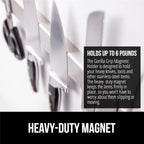 GORILLA GRIP Stainless Steel Magnetic Knife Holder for Wall, Multi-Purpose Magnet Bar for Knives, Tools, Art Supplies, Heavy Duty Strip Holds Up to 6 lbs, Kitchen Organizer, Drilling Required, 10 Inch