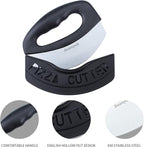Premium Pizza Cutter Food Chopper-Super Sharp Blade Stainless Steel Pizza Cutter Rocker Slicer with Protective Sheath Multi Function Pizza Knife Kitchen Tools,Dishwasher Safe (Black)