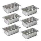 Full Size Hotel Pans 6 Inch Deep Stainless Steel Food Pan - Anti-Jam 6 Pack Steam Table Pan Set for Catering, Buffet Use, Kitchen Prep