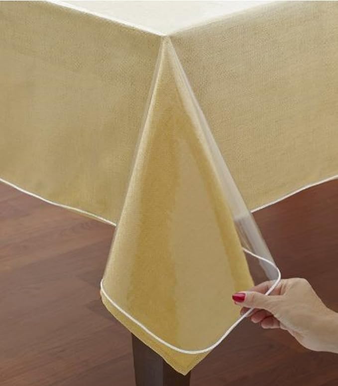 Home Bargains Plus Hotel Quality Crystal Clear Vinyl Tablecloth Protector, 6 Gauge Heavy Duty Thick Vinyl Super Clear Tablecloth Cover, 60" x 102" Oblong/Rectangular