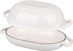 Enameled Cast Iron Sourdough Bread Oven, Dutch Oven, Loaf Cast Iron Bread Pan for Homemade Bread Baking, Meatloaf Pan with Lid, 7QT, White