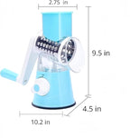 Rotary 3-in-1 Grater for Kitchen - Stainless Steel Cheese Grater with Turn Handle (Blue)