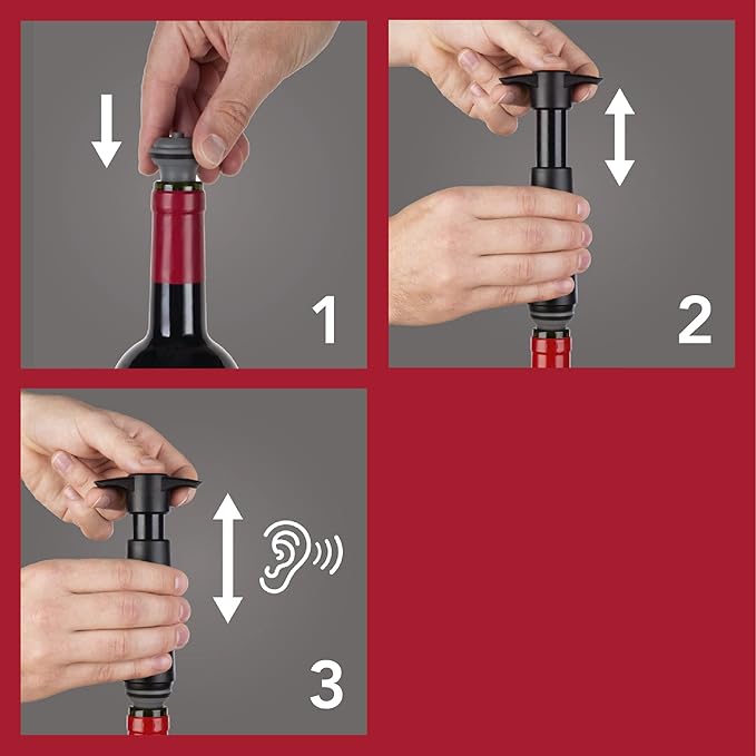 Vacu Vin Wine Saver Pump Blue with Vacuum Wine Stopper - Keep Your Wine Fresh for up to 10 Days - 1 Pump 8 Stoppers - Reusable - Made in the Netherlands