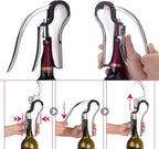 KAYCROWN Stainless Steel Wine Bottle Opener, Vertical Lever Corkscrew with Built-in Foil Cutter Design, Manual Handheld Corkscrew with Ergonomic Lever Pump