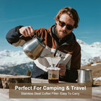 Pour Over Coffee Dripper, Abnaok Stainless Steel Filter,Easy to Clean Paperless Pour Over Coffee Maker,Reusable Filter,Cone Dripper with Removable Cup
