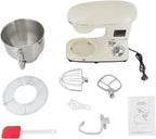 Stand Mixer 1350W Electric Tilt-Head Mixer with 6.5 QT Stainless Steel Bowl, 6 Speed with Pulse Kitchen Mixer, Food Mixer with Dough Hook, Flat Beater, Whisk, Splash Guard (White)