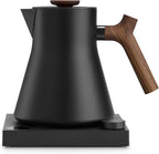 Fellow Corvo EKG Pro Electric Tea Kettle - Quick Heating, Precise Temperature Control Electric Kettle, Scheduling, Built-in Brew Timer for Boiling Water - Matte Black with Walnut Handle - 0.9 Liter