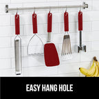 GORILLA GRIP Patented BPA-Free Non-Scratch Spatula, Heat Resistant Flexible Silicone Head for Nonstick Cooking Pans, Soft Rubber Handle, Kitchen Spatulas for Flipping Eggs, Pancakes, 11.6 in, Red