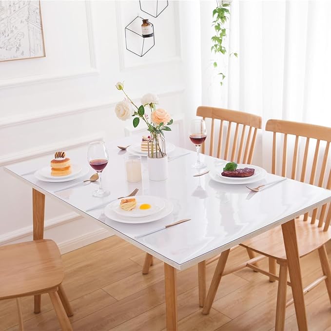 42 x 80 Inch Clear Table Cover Protector, Clear Table Protector for Dining Room Table, 1.5mm Plastic Table Cover, Waterproof Table Pad for Kitchen, Office