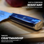 AUS-10 Damascus Chef Knife – 8 Inch Japanese Kitchen Knife, 67-Layer Steel, Ultra-Sharp Blade, Ergonomic Blue Resin Handle, Gift Box Included