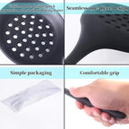 77L Slotted Spoon, Heatproof Skimmer Strainer Slotted Spoon, Seamless One-Piece Non-Stick Cooking Silicone Scoop Ladle with Ergonomic Handle for Filter Vegetable, Pasta and More (Black)