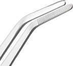uxcell 10-Inch Stainless Steel Tweezers with Curved Serrated Tip Daily Garden Tool