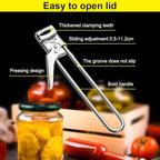 Adjustable Stainless Steel Jar Opener, 2026 New Multifunctional Stainless Steel Can Opener, Jar Lid Opener for Weak Hands, Jar Lid Gripper Bottle Opener Kitchen Accessories (2)