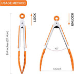 MSY BIGSUNNY 7 inch Serving Tongs With Silicone Tips for Food Grill, Salad, BBQ, Small Kitchen Food Tongs (Set of 3, White)