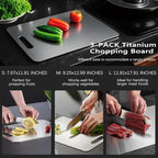 Titanium Cutting Board Set of 3,100% Pure Titanium Cutting Boards for Kitchen Double Sided,Hygiene Durable Dishwasher,Fruit & Vegetables （3P-M)