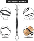 Stanbroil Outdoor Campfire Fireplace Tongs, 26" Long, Log Grabber, Black