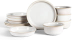 Stone Lain Slate 12-Piece Dinnerware Set Stoneware, Plates and Bowls Set, Dishwasher and Microwave Safe, Dish Set for 4, White