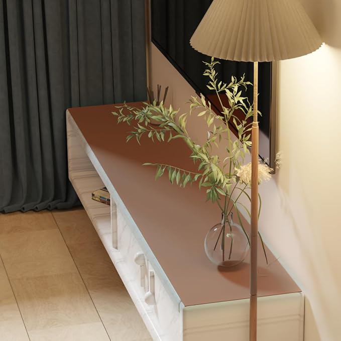 Leather Desk Mat,1.8mm Thick,16x60 Inch Desk Cover,Desk Protector Mat,Dresser Cover Top,Table Cover Rectangle,End Table Cover,Coffee Table Cover Rectangle(Brown+Gray,16x60)