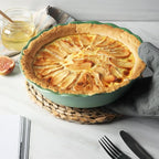 Sweejar Ceramic Pie Pan, 10 Inch Round Baking Dish, Non-Stick with Soft Wave Edge for Apple, Pumpkin, Pot Pies (Green)