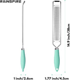 Rainspire Zester Grater with Handle, Lemon Zester Cheese Grater for Kitchen Stainless Steel, Parmesan Cheese Garlic Nutmeg Chocolate Fruits Vegetables Ginger Grater, Fine, Mint Green