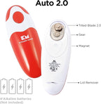 Kitchen Mama Auto 2.0 Electric Can Opener: Blade Opens Almost Any Can Pop or Soda Can - Automatic, Hands Free, Safe, Smooth Edge, Lid Remover, Battery Operated, Cordless, YES YOU CAN (Red)