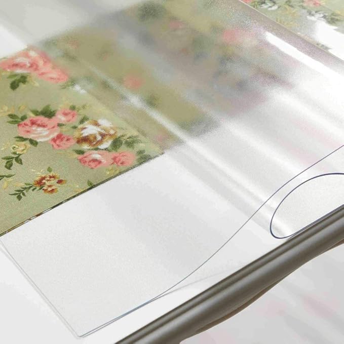 NECAUX Custom 24 x 47.3 Inch Frosted Table Cover Protector, 1.5mm Thick Plastic Scratch Resistent Heavy Duty Desk Pad Mat Non-Slip Tablecloth Protector for Coffee Table, Sofa Table, Media Stand