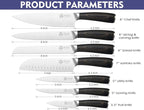 Chef Knife Set Professional - 7-Piece Kitchen knife Set without Block, High Carbon Stainless Steel Japanese-Style Kitchen knives, Full-Tang, Ergonomic Pakkawood Handle for Christmas