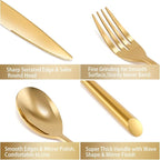 DEACORY Silverware Set Gold Flatware Set Cutlery Set Heavy Stainless Steel Brass Dishwasher Safe Streamlied Handle 20 Pieces Service for 4