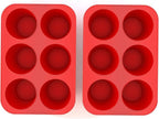 Silicone Texas Muffin Pan 6-Cups, Jumbo Muffin Pan Set of 2, BPA-Free Non-Stick Cupcake Maker, 10.75L x 7.5W for Baking