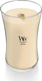 WoodWick Vanilla Bean Holiday Candle Gifts for Women and Men, 21.5 oz Large Hourglass Candle with Crackling Wick