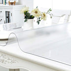 NECAUX Custom Multisize 1.5mm Thick Frosted PVC Table Cover Protector - 23.6 x 48 Inch Water Resistant Plastic Rectangular Vinyl Non-Slip Desk Pad for Coffee Table/Writing Desk