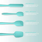 4 Piece Silicone Spatula Set, Flexible Heat Resistant Non-scratch Baking Cooking Rubber Spatulas with Stainless Steel Core, Aqua Sky