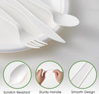 ECOLipak 150 Pcs White Disposable Spoons, 6.7 Inch Large Size Heavy Duty No Plastic Spoons for Party, BBQ, Picnic