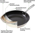 Skillet Ceramic Non Stick Frying Pan, 9.5Inches Nonstick Egg Fry Chefpan for Cooking, PFOA PTFE PFAS Free,Induction Compatible,Oven,Dishwasher Safe